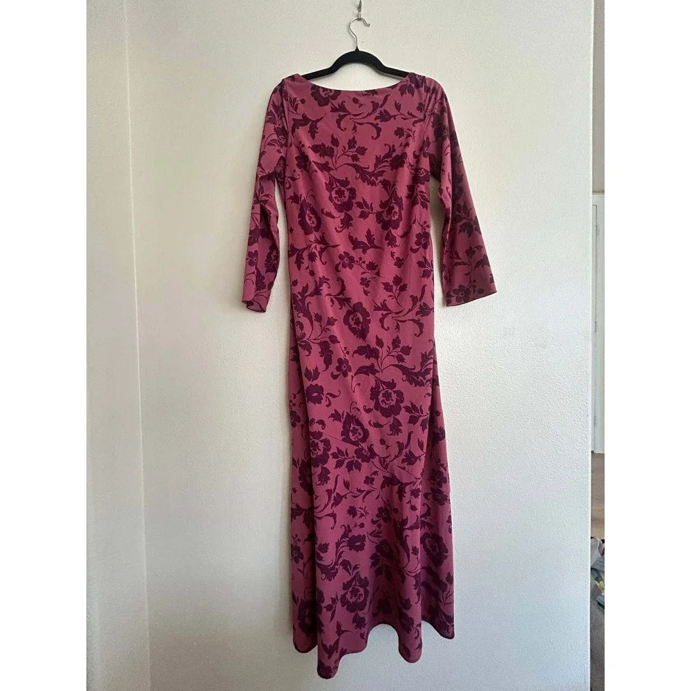 Abercrombie Fitch Floral Maxi Dress M Long Sleeve Open Back Coquette Wedding